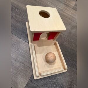 Wooden Ball Drop Toy with Red Accents